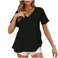 thumbnail image 1 of Lenpel Women's Babydoll Tops Summer Short Sleeve V Neck Tiered Peplum T Shirts Casual Loose Tunic Blouses, 1 of 7