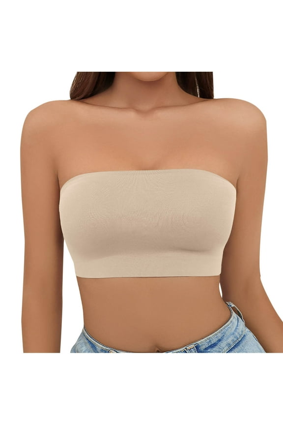 Women's Bandeau Bra Comfortable No Underwire Stretchy Soft Strapless Bralettes Seamless Tube Top Bra