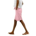 thumbnail image 1 of Lenpel Women's Bermuda Sweat Shorts Casual Elastic High Waisted Drawstring Comfy Lounge Shorts Athletic Knee Length Shorts, 1 of 7