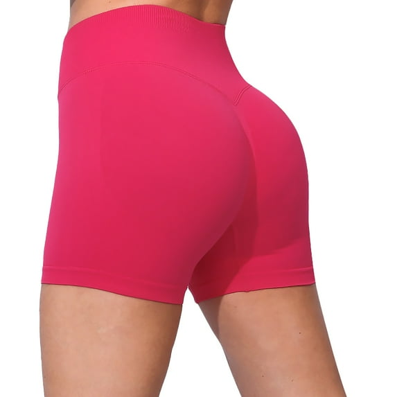 Lenpel Women's Biker Shorts Seamless Scrunch Butt Lifting High Waisted Booty Yoga Gym Shorts Workout Running Shorts with Pockets