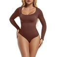 thumbnail image 1 of Lenpel Women's Bodysuits Long Sleeve Square Neck Waist Trained Stretchy Slim Shapewear Clothes Going out Tops, 1 of 6