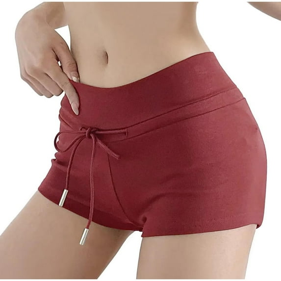 Lenpel Women's Booty Shorts Casual Elastic Waist Low Rise Drawstring Comfy Lounge Shorts Summer Running Shorts