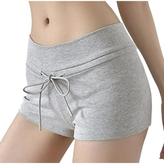 Lenpel Women's Booty Shorts Casual Elastic Waist Low Rise Drawstring Comfy Lounge Shorts Summer Running Shorts