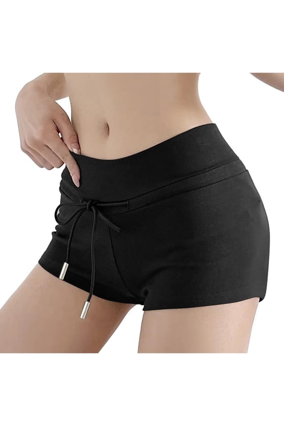 Women's Booty Shorts Casual Elastic Waist Low Rise Drawstring Comfy Lounge Shorts Summer Running Shorts