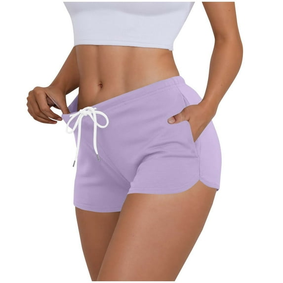 Lenpel Women's Booty Sweat Shorts Soft Casual Elastic Waist Mid Rise Drawstring Lounge Shorts Summer Workout Shorts