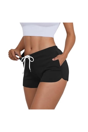 Women's Booty Sweat Shorts Soft Casual Elastic Waist Mid Rise Drawstring Lounge Shorts Summer Workout Shorts
