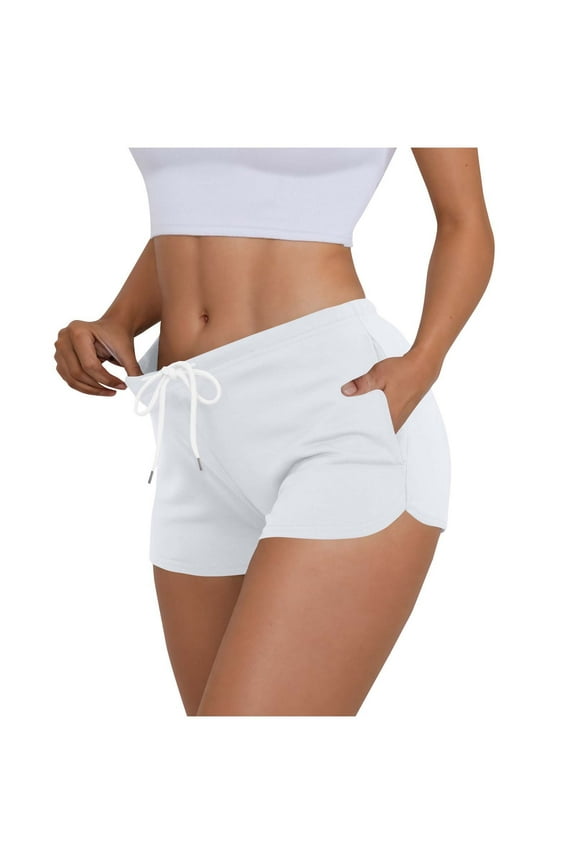 Women's Booty Sweat Shorts Soft Casual Elastic Waist Mid Rise Drawstring Lounge Shorts Summer Workout Shorts