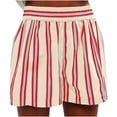 thumbnail image 1 of Lenpel Women's Boxer Shorts Striped Elastic High Waisted Wide Leg Lounge Shorts Summer Casual Shorts with Pockets, 1 of 3