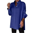 thumbnail image 1 of Lenpel Women's Button down Shirts Plus Size Long Sleeve Side Split Collared Casual Tops Office Work Blouses, 1 of 7