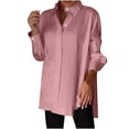 thumbnail image 1 of Lenpel Women's Button down Shirts Plus Size Long Sleeve Side Split Collared Casual Tops Office Work Blouses, 1 of 7