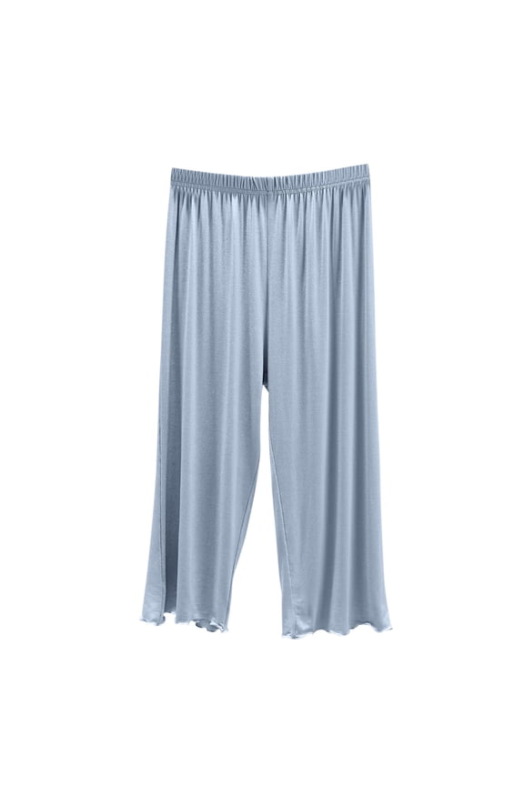 Women's Capri Pajama Pants Plus Size Elastic High Waisted Soft Comfy Lounge Sleep Capris Cropped Pj Bottoms