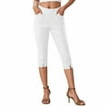 thumbnail image 1 of Lenpel Women's Capri Pants Business Casual Elastic High Waisted Stretchy Tapered Slim Cropped Pants Office Capris Trousers, 1 of 7