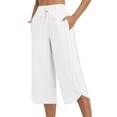 thumbnail image 1 of Lenpel Women's Capri Pants Casual Loose High Wasited Drawstring Side Split Yoga Cropped Pants Comfy Lounge Sweatpants, 1 of 6