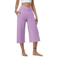 thumbnail image 1 of Lenpel Women's Capri Pants Crossover High Waisted Wide Leg Yoga Cropped Pants Loose Casual Capris Trousers with Pockets, 1 of 7