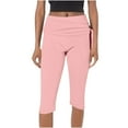 thumbnail image 1 of Lenpel Women's Capri Pants Foldover High Waisted Tie Side Pull on Cropped Workout Yoga Pants Comfy Lounge Pants, 1 of 4