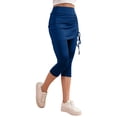 thumbnail image 1 of Lenpel Women's Capri Skirted Leggings Soft Casual High Waisted Slim Knee Length Yoga Pants with Ruched Skirts Active Tennis Tights, 1 of 7