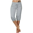 thumbnail image 1 of Lenpel Women's Capri Yoga Pants High Waisted Drawstring Tapered Cropped Workout Lounge Pants Athletic Casual Joggers, 1 of 6