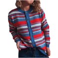 thumbnail image 1 of Lenpel Women's Cardigan Sweaters Button down Long Sleeve Striped Knit Coats Fall Lightweight Soft Outwear, 1 of 1