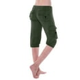 thumbnail image 1 of Lenpel Women's Cargo Capri Pants Ribbed Knit High Waisted Drawstring Knee Length Casual Trousers Soft Cropped Pants, 1 of 7
