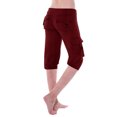 thumbnail image 1 of Lenpel Women's Cargo Capri Pants Ribbed Knit High Waisted Drawstring Knee Length Casual Trousers Soft Cropped Pants, 1 of 7