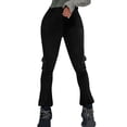 thumbnail image 1 of Lenpel Women's Cargo Pants High Waisted Pull on Ribbed Flare Leggings Bootcut Casual Trousers with Pockets, 1 of 5
