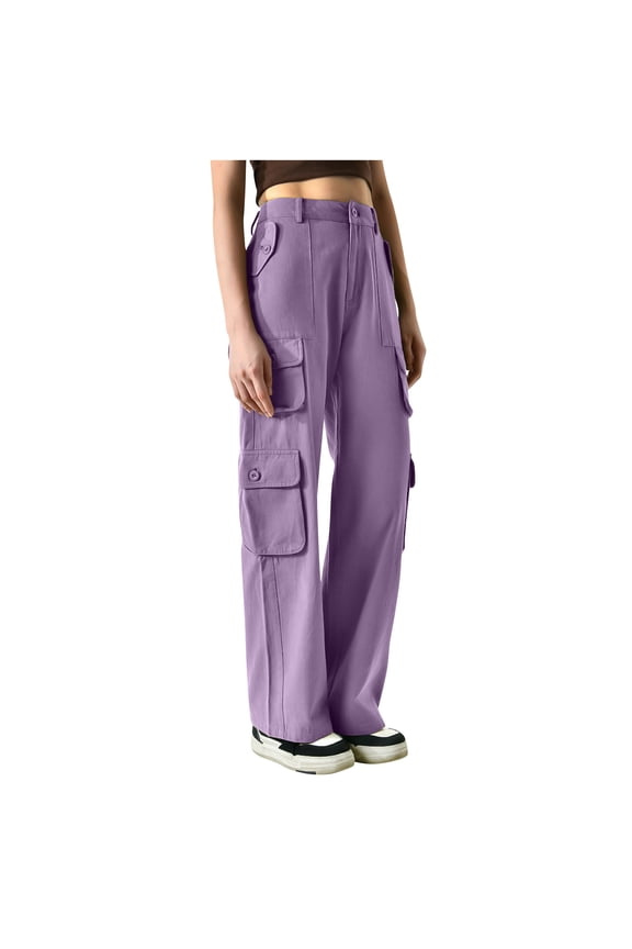 Women's Cargo Pants High Waisted Wide Leg Casual Streetwear Trousers Baggy Loose Trendy Lounge Pants