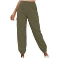 thumbnail image 1 of Lenpel Women's Cargo Sweatpants Casual Elastic High Waisted Cinch Bottom Lounge Pants Athletic Workout Joggers with Pockets, 1 of 6