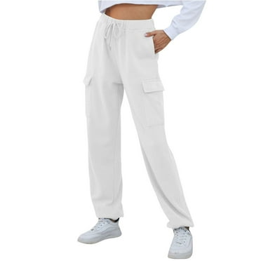 Lenpel Women's Cargo Sweatpants Fall Fashion High Waisted Drawstring Workout Athletic Joggers Baggy Lounge Pants