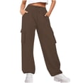thumbnail image 1 of Lenpel Women's Cargo Sweatpants Fall Winter Wide Leg High Waisted Athletic Joggers with Pockets Workout Lounge Pants, 1 of 6