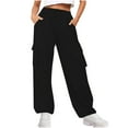 thumbnail image 1 of Lenpel Women's Cargo Sweatpants Fall Winter Wide Leg High Waisted Athletic Joggers with Pockets Workout Lounge Pants, 1 of 6