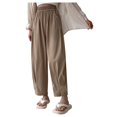 thumbnail image 1 of Lenpel Women's Casual Pants Elastic High Waisted Fold Pleated Palazzo Trousers Loose Lightweight Summer Lounge Pants, 1 of 6