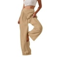 thumbnail image 1 of Lenpel Women's Casual Pants Lightweight Crossover High Waisted Comfy Wide Leg Pants Loose Lounge Pants, 1 of 7