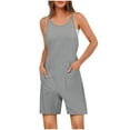 thumbnail image 1 of Lenpel Women's Casual Rompers 2025 Summer Spaghetti Strap Scoop Neck Drawstring Sleeveless Jumpsuits Loose Short Overalls, 1 of 6