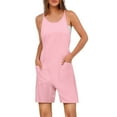 thumbnail image 1 of Lenpel Women's Casual Rompers Summer Spaghetti Strap Scoop Neck Drawstring Sleeveless Jumpsuits Loose Short Overalls, 1 of 7