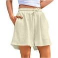 thumbnail image 1 of Lenpel Women's Casual Shorts Elastic High Waisted Drawstring Wide Leg Comfy Lounge Shorts Summer Beach Shorts with Pockets, 1 of 6