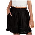 thumbnail image 1 of Lenpel Women's Casual Shorts Ruffle Elastic High Waisted Lace Embroidered Comfy Lounge Shorts Summer Beach Shorts, 1 of 5