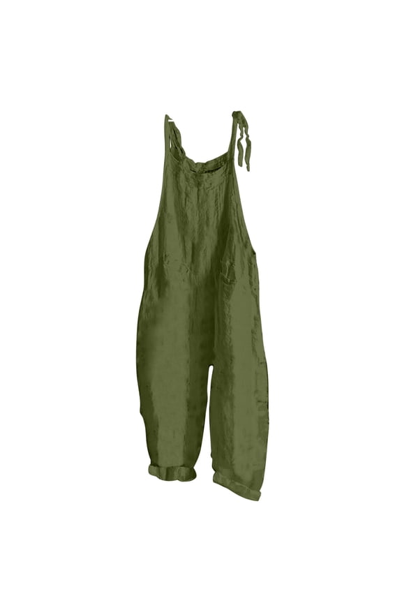 Women's Casual Sleeveless Jumpsuits Plus Size Spaghetti Strap Wide Leg Loose Rompers Lightweight Summer Overalls