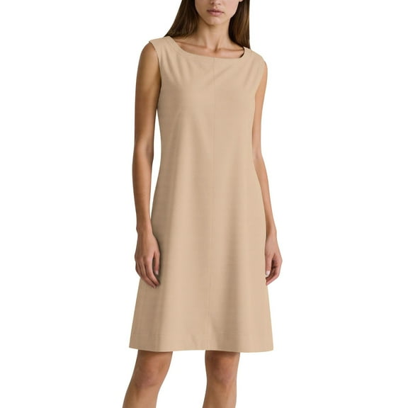 Lenpel Women's Cotton Linen Dresses Summer Sleeveless Square Neck Solid Color Midi Tank Dress Casual Tunic Dress