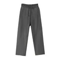 thumbnail image 1 of Lenpel Women's Cotton Linen Pants Elastic Waist Drawstring Plus Size Straight Leg Beach Pants Loose Fit Casual Trousers(Dark Gray,Medium), 1 of 3
