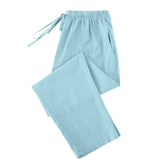 Lenpel Women's Cotton Linen Pants High Waisted Drawstring Wide Leg Pants Casual Loose Trousers with Pockets