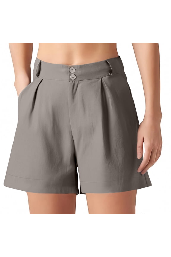 Women's Cotton Linen Shorts Dressy High Waisted Business Casual Work Shorts Summer Comfy Shorts with Pockets