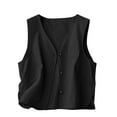 thumbnail image 1 of Lenpel Women's Cotton Linen Tank Tops Lightweight V Neck Button down Loose Spring Summer Vests Trendy Casual Waistcoats, 1 of 5