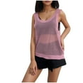 thumbnail image 1 of Lenpel Women's Crochet Tank Tops Summer Casual Scoop Neck Hollow out Lightweight Sleeveless Knit Sweaters Beach Cover Ups, 1 of 4