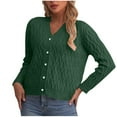 thumbnail image 1 of Lenpel Women's Cropped Cardigan Sweaters Long Sleeve V Neck Button down Cable Knit Cardigans Soft Casual Sweater Coats(Green,Large), 1 of 4