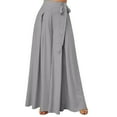 thumbnail image 1 of Lenpel Women's Culottes Pants Elastic Waisted in the Back Casual Palazzo Trousers Flowy Tie Knot Lounge Pants, 1 of 6