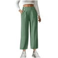 thumbnail image 1 of Lenpel Women's Dress Pants Elastic High Waisted Wide Leg Pull on Pleated Business Casual Work Pants Palazzo Office Trousers, 1 of 7