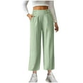 thumbnail image 1 of Lenpel Women's Dress Pants Elastic High Waisted Wide Leg Pull on Pleated Business Casual Work Pants Palazzo Office Trousers, 1 of 7
