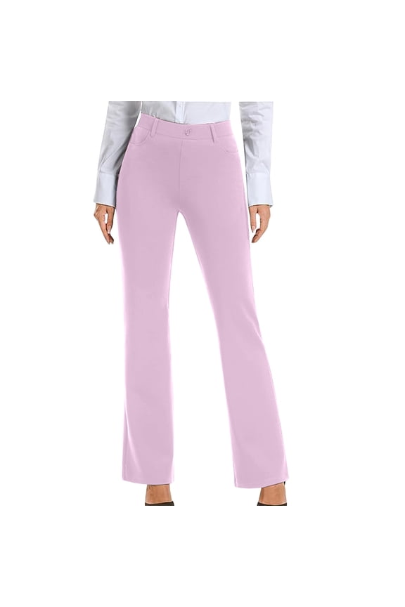Women's Dress Pants High Waisted Dressy Casual Flare Leggings Bootcut Work Trousers with Pockets