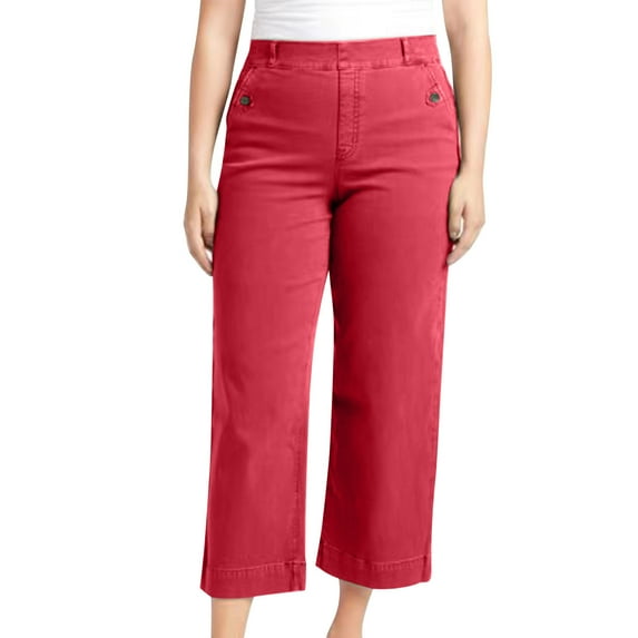 Lenpel Women's Dress Pants Plus Size Wide Leg High Waisted Pull on Business Casual Trousers Work Pants with Pockets