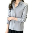 thumbnail image 1 of Lenpel Women's Dressy Casual Blouses Long Sleeve V Neck Solid Color Business Work Tops Trendy Spring Fall Outfits, 1 of 7